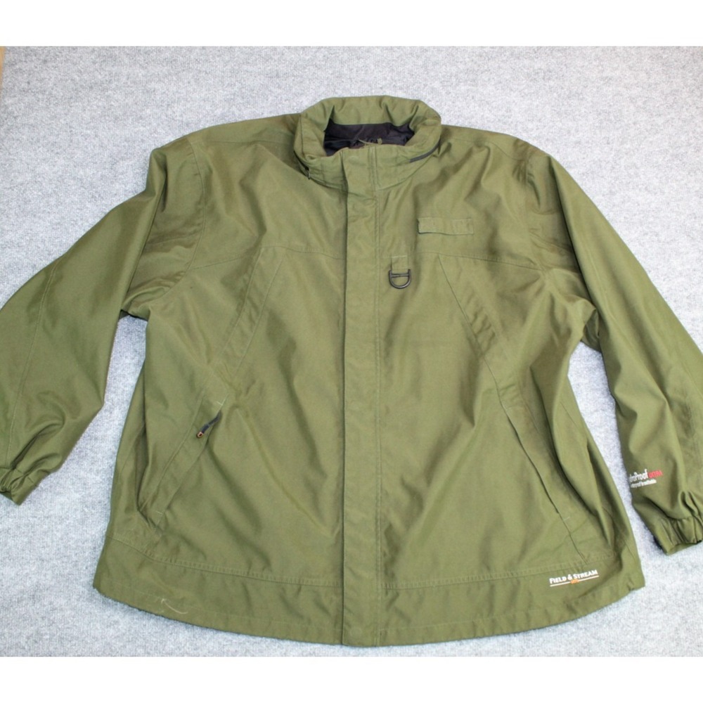 Field & Stream Jacket Mens XL Green HydroProof Ultra Hooded Waterproof Coat